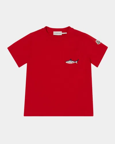 MONCLER BOY'S SHARK LOGO SHORT-SLEEVE T-SHIRT