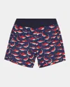 Moncler Shark Print Swim Shorts Multicolor In Blue