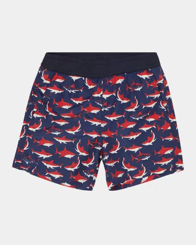 MONCLER BOY'S SHARK-PRINT SWIM SHORTS