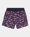 Moncler Shark Print Swim Shorts Multicolor In Blue
