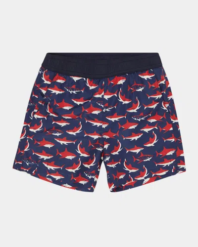 MONCLER BOY'S SHARK-PRINT SWIM SHORTS