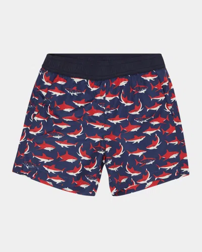 MONCLER BOY'S SHARK-PRINT SWIM SHORTS