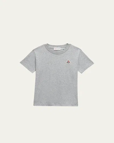 Moncler Kids' Boy's Short-sleeve Logo T-shirt In Gray