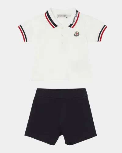 MONCLER BOY'S SHORT-SLEEVE POLO SHIRT AND SHORTS SET
