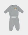 Moncler Boy's Teddy Bear Logo Sweatshirt & Sweatpants In Gray