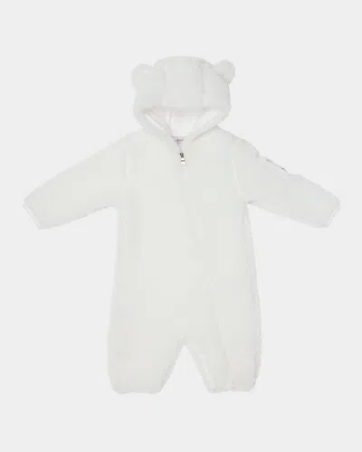 Moncler Boy's Teddy Ear Hood Zip-front Romper In White