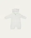 Moncler Boy's Teddy Ear Hood Zip-front Romper In White
