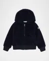 Moncler Boy's Teddy Fleece Zip-front Sweatshirt In Black