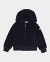 Moncler Boy's Teddy Fleece Zip-front Sweatshirt In Black