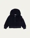 Moncler Boy's Teddy Fleece Zip-front Sweatshirt In Black