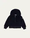 Moncler Boy's Teddy Fleece Zip-front Sweatshirt In Blue