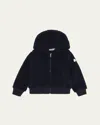 Moncler Boy's Teddy Fleece Zip-front Sweatshirt In Blue