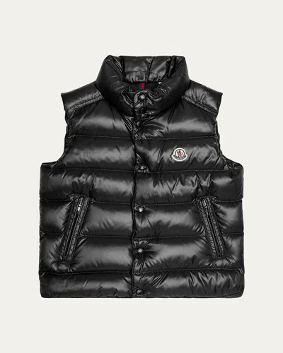 Moncler Kids' Boy's Tib Logo Quilted Vest In Black