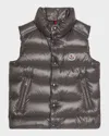 Moncler Boy's Tib Logo Quilted Vest In Charcoal
