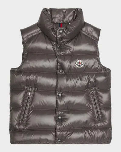 Moncler Kids' Boy's Tib Logo Quilted Vest In Charcoal