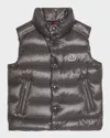 Moncler Boy's Tib Logo Quilted Vest In Charcoal