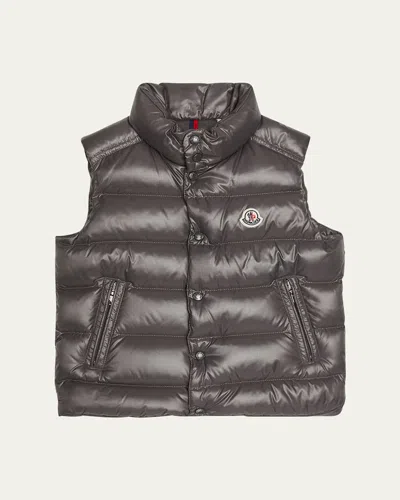 Moncler Kids' Boy's Tib Logo Quilted Vest In Gray