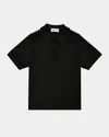 Moncler Boy's Tri-stripe Pique Polo Shirt In Black