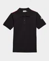 Moncler Kids' Boy's Tri-stripe Pique Polo Shirt In Black
