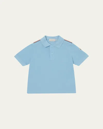 Moncler Kids' Boy's Tri-stripe Pique Polo Shirt In Blue