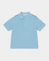 Moncler Boy's Tri-stripe Pique Polo Shirt In Light Blue