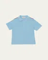 Moncler Boy's Tri-stripe Pique Polo Shirt In Light Blue