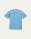 Moncler Boy's Tri-stripe Pique Polo Shirt In Light Blue