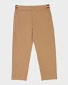 Moncler Boy's Tri-stripe Twill Trousers In Beige