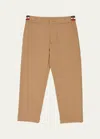 Moncler Boy's Tri-stripe Twill Trousers In Beige