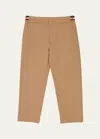 Moncler Boy's Tri-stripe Twill Trousers In Beige