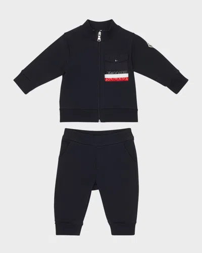 MONCLER BOY'S TRI-STRIPE TWO-PIECE SET