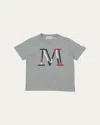 Moncler Boy's Tricolor M Logo Embroidery Short-sleeve T-shirt In Gray