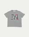 Moncler Boy's Tricolor M Logo Embroidery Short-sleeve T-shirt In Gray