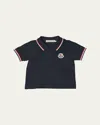 Moncler Kids' Boy's Tricolor-trim Short-sleeve Polo Shirt In Black