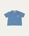 Moncler Kids' Boy's Tricolor-trim Short-sleeve Polo Shirt In Blue