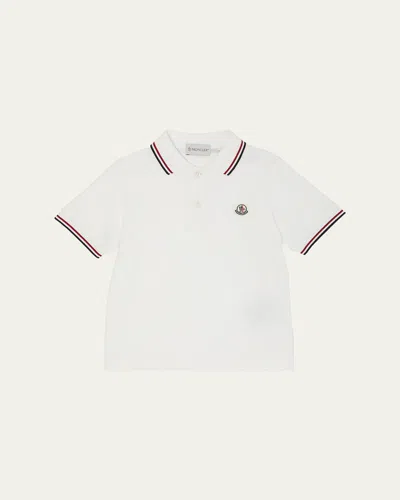 Moncler Kids' Boy's Tricolor-trim Short-sleeve Polo Shirt In White