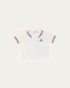 Moncler Boy's Tricolor-trim Short-sleeve Polo Shirt In White