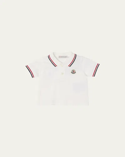 Moncler Kids' Boy's Tricolor-trim Short-sleeve Polo Shirt In White