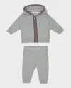 Moncler Striped-trim Logo Patch Tracksuit In Grey