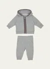 Moncler Brand-patch Striped-trim Cotton-blend Jersey Tracksuit 3 Months - Years In Grey