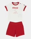 Moncler Boy's Whale Tale Graphic T-shirt And Shorts Set In White