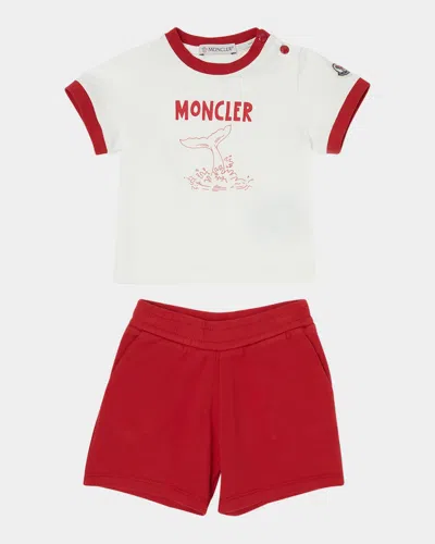 MONCLER BOY'S WHALE TALE GRAPHIC T-SHIRT AND SHORTS SET