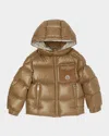 Moncler Boy's Yule Hooded Down Jacket In Brown