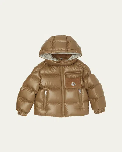 Moncler Kids' Boy's Yule Hooded Down Jacket In Brown