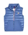 Moncler Boy's Apatou Tri-stripe Puffer Vest In Pastel Blu