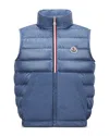 Moncler Boy's Apatou Tri-stripe Puffer Vest In Pastel Blue