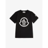 Moncler Boys Black Kids Logo-print Short-sleeve Cotton-jersey T-shirt 4-14 Years