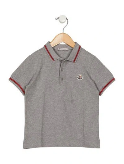 Pre-owned Moncler Kids' Boys Branded Pattern Printed Polo Shirt In Grey