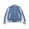 Moncler Boys Button-up Denim Bomber Jacket In Blue