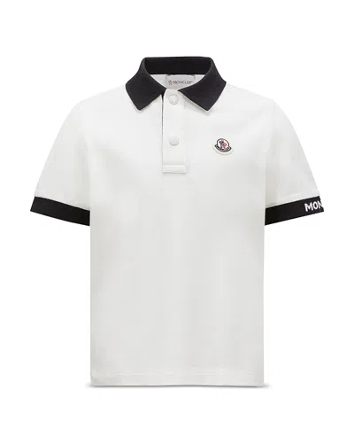 Moncler Boys' Cotton Color Blocked Polo Shirt - Big Kid In White